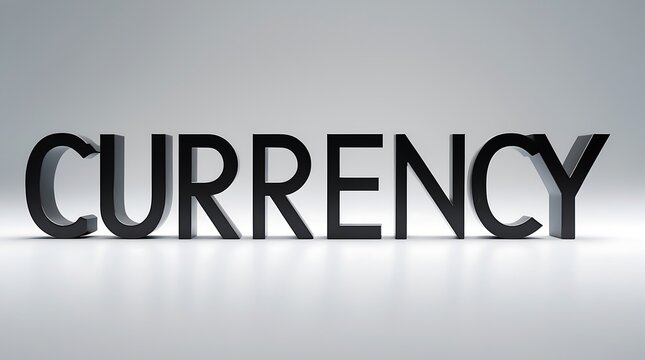 Bold typography showcasing the word currency on a clean background