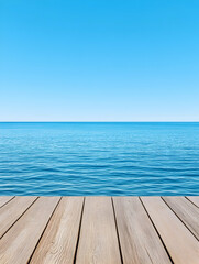 Calm ocean view with wooden deck