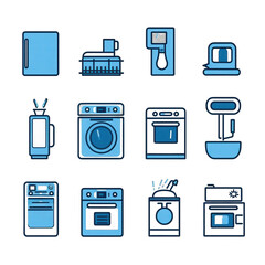 Kitchen appliances icons, graphic design, illustration isolated on white or transparent png