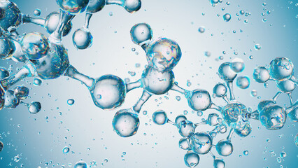 Molecular Dance: Clusters of Water in a Fluid Blue Landscape