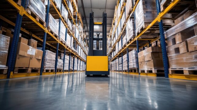 Mechanized pallet stacker reducing physical exertion in warehouse logistics