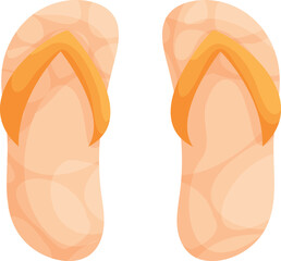 Digital illustration of a pair of flip-flops with yellow straps, symbolizing beachwear, summer vacations, casual footwear, and warm-weather relaxation.