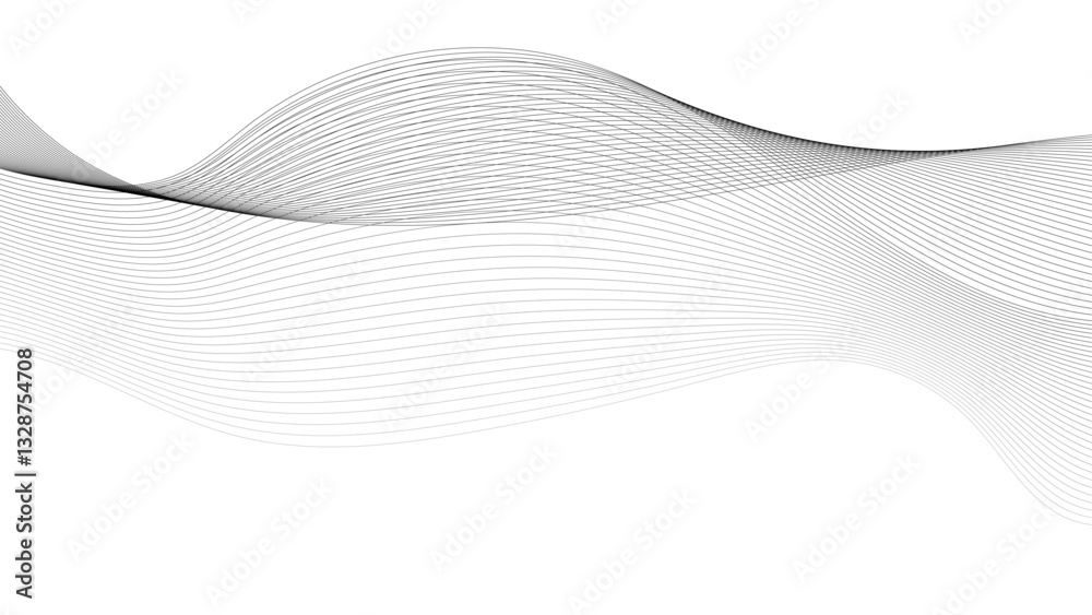 Wall mural line composition simple minimalistic design. colored sound wave lines. music wave, radio signal freq