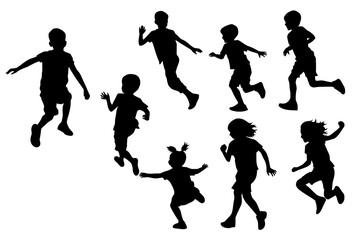 shadow shilloute People The children are playing Chase happily gesture