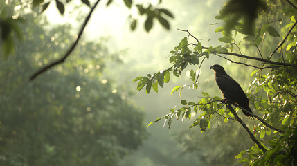 Majestic Eagle Soaring Over a Lush Forest – Wildlife Nature Scene- Asian nature 