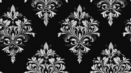 Elegant Black and White Floral Damask Pattern for Background Design