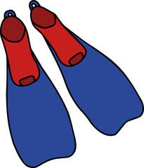 A hand drawn illustration of a pair of flippers swimming sports equipment