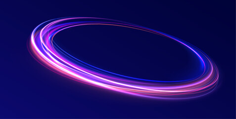 Cybernetic Light Waves: A Stunning Composition of Luminous Motion Rings and Glowing Arc Traces That Resemble High-Speed Energy Orbits, Hovering in a Neon-Drenched Sci-Fi Universe.