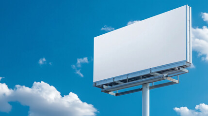 Blank Billboard Against a Blue Sky with Clouds - Advertising Mockup