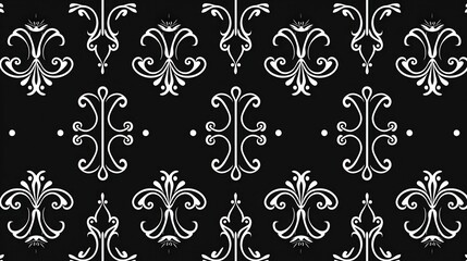 Elegant Black and White Vintage Damask Pattern for Background Design