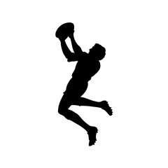 Silhouette of a Ruby player running in action, vector illustration of an athlete in motion