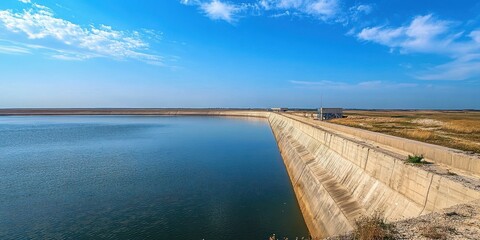 Large Scale Irrigation Reservoir Undergoing Maintenance for Sustainable Water Management