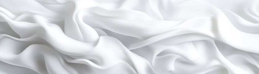 Fototapeta premium Elegant White Silk Fabric with Soft Wrinkles and Creases Background