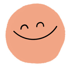 smiling happy face in simple doodle emoticon orange emoji illustration for children sticker in daily use bullet journal. 
