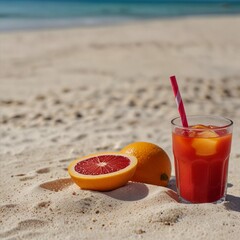 Obraz premium Exotic Fruit Punch Drink for the Perfect Beach Getaway