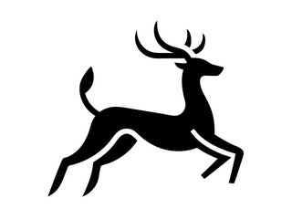 Powerful Deer Silhouette Logo Design for Branding ,This bold, black silhouette of a deer head with large antlers is set within a circle, creating a strong, impactful graphic.