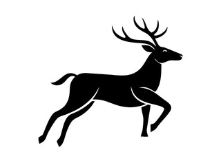 Powerful Deer Silhouette Logo Design for Branding ,This bold, black silhouette of a deer head with large antlers is set within a circle, creating a strong, impactful graphic.