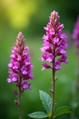 Fototapeta premium Beautiful jerusalem sage flowers with blurred bokeh background, jerusalem sage, colorful, garden