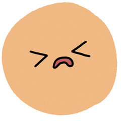 cute orange smile face stamp. expression in emoticon emoji in simple hand drawing doodle style.