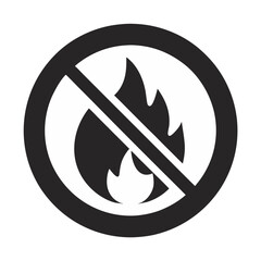 no open flame symbol icon for fire hazard prevention and safety compliance - flat icon for apps and websites
