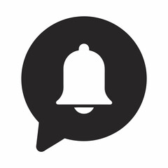 notification bell icon in a speech bubble - flat icon for apps and websites
