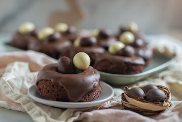sweet home made easter chocolate donuts