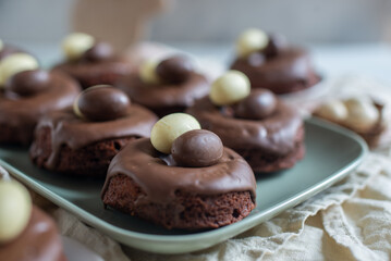 sweet home made easter chocolate donuts