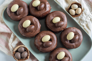 sweet home made easter chocolate donuts