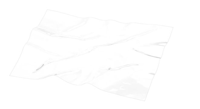 Transparent Plastic Cover Overlay with Flowing Texture  Wrinkled Clear Film Isolated on White Background