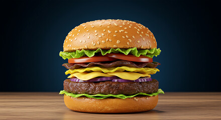 hamburger on black background