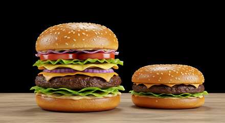hamburger on black background