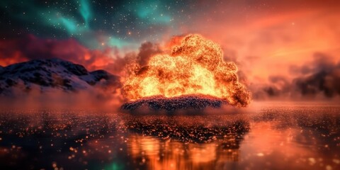 Naklejka premium Fire explosion banner Banner