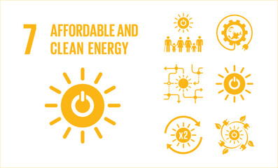 SDG Goal 7 Affordable and Clean Energy Vector with Targets and Icons
