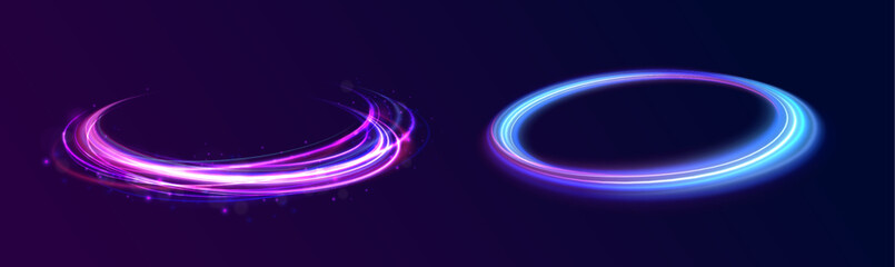 Cybernetic Light Waves: A Stunning Composition of Luminous Motion Rings and Glowing Arc Traces That Resemble High-Speed Energy Orbits, Hovering in a Neon-Drenched Sci-Fi Universe