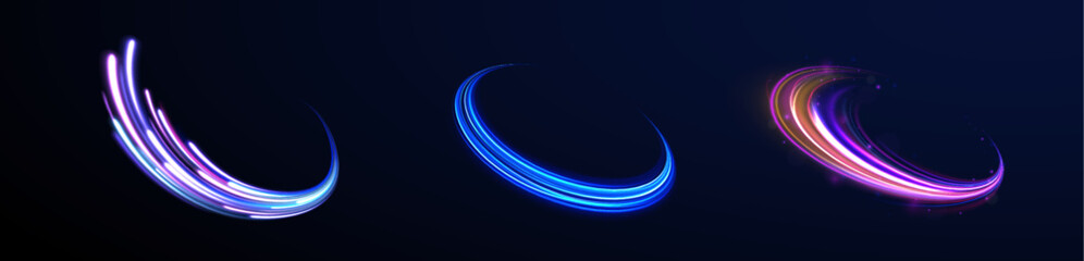 Cybernetic Light Waves: A Stunning Composition of Luminous Motion Rings and Glowing Arc Traces That Resemble High-Speed Energy Orbits, Hovering in a Neon-Drenched Sci-Fi Universe © ANATOLII