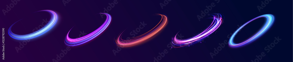 Canvas Prints surreal neon vortexes: a spectacular display of rotating and spinning energy hoops, creating a beaut
