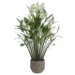 Decorative artificial tropical plant in a textured pot