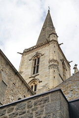 Bell tower of the Cathedral of St. Vincent in Saint Malo in Brittany, France