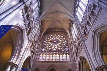 Interior of the Cathedral of St. Vincent in Saint Malo in Brittany, France