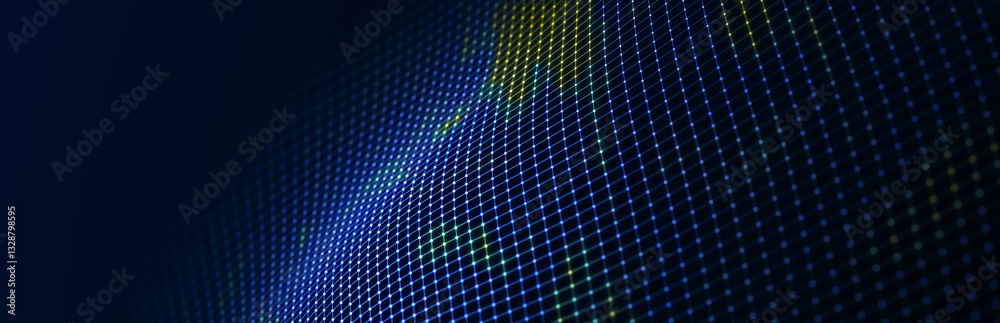 Leinwandbilder Abstract digital connection dots. Technology background. Network connection structure. 3d rendering. widescreen