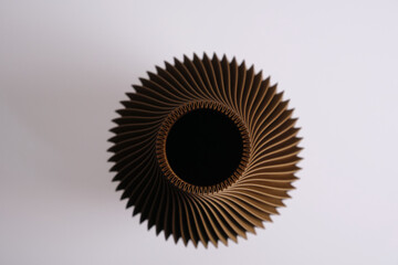 top view creative 3D technology printed brown vase home decor with a flowing geometric texture...