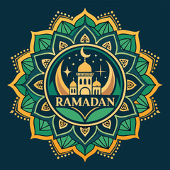 vector logo for Ramadan featuring an intricate mandala pattern