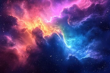 Obraz premium Vibrant Cosmic Clouds in Colorful Stellar Background with Stars