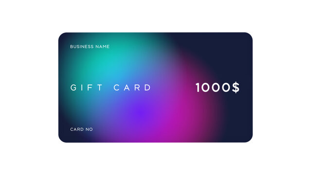 Minimal gift card design vector with 100, 300, 500 and 1000 dollar. Shopping gift card in minimal design.