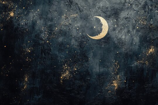 Moon glows softly amidst dark clouds, creating an ethereal, myst