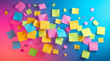 Vibrant Digital Sticky Notes on Colorful Backgrounds - AI Art