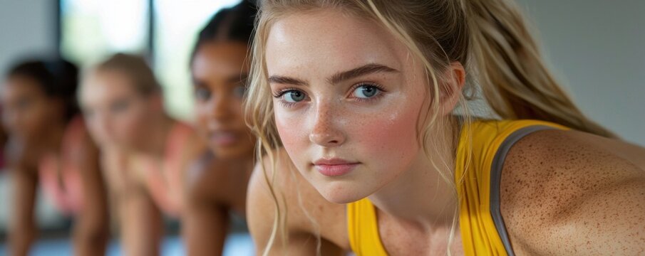 Boost your fitness journey with a supportive group of friends This image showcases a dedicated group of friends encouraging each other while doing planks, exemplifying teamwork and motivation in
