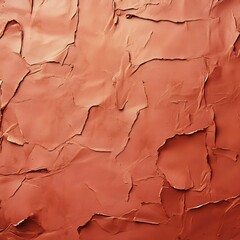 Naklejka premium Muted Red Cardboard Craft Paper Abstract Textured Background with Grunge Vintage Crinkled Torn Recycled Surface