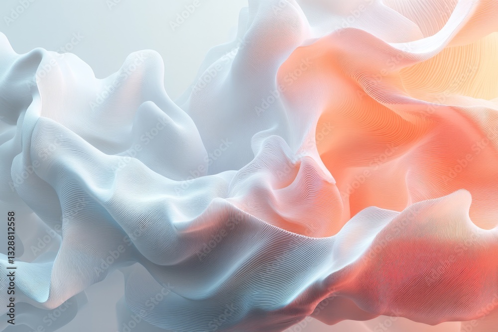 Poster Abstract representation of flowing fabric with soft gradients and subtle colors in a minimalist design setting