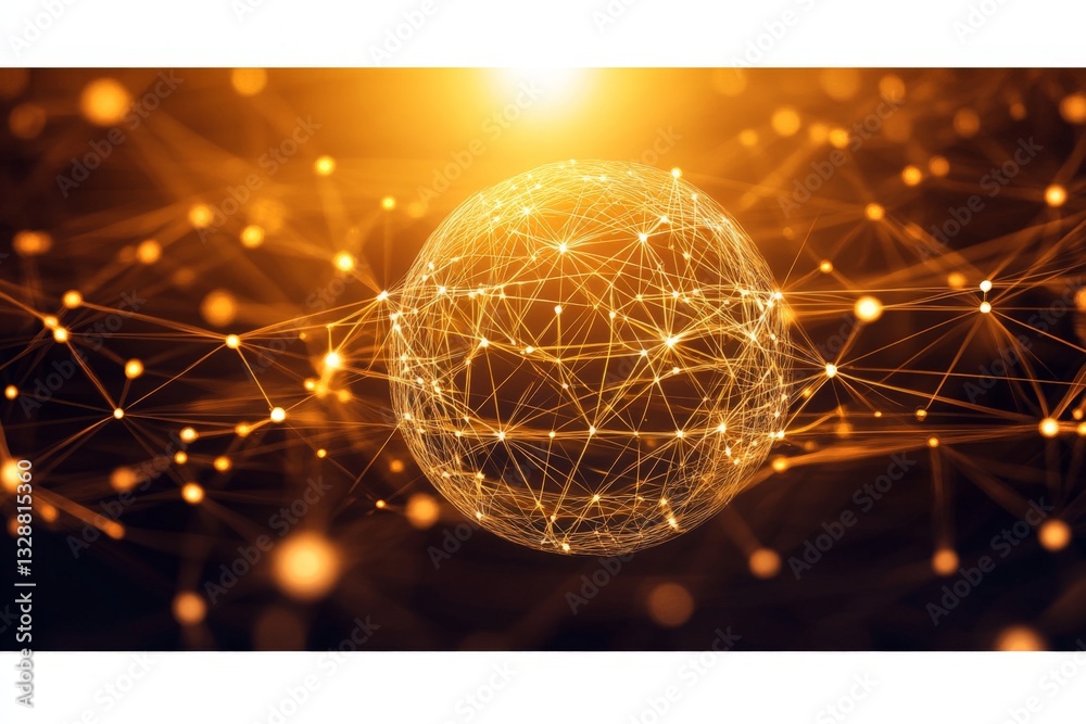 Aufkleber Digital representation of a global network with glowing connections in a dark background